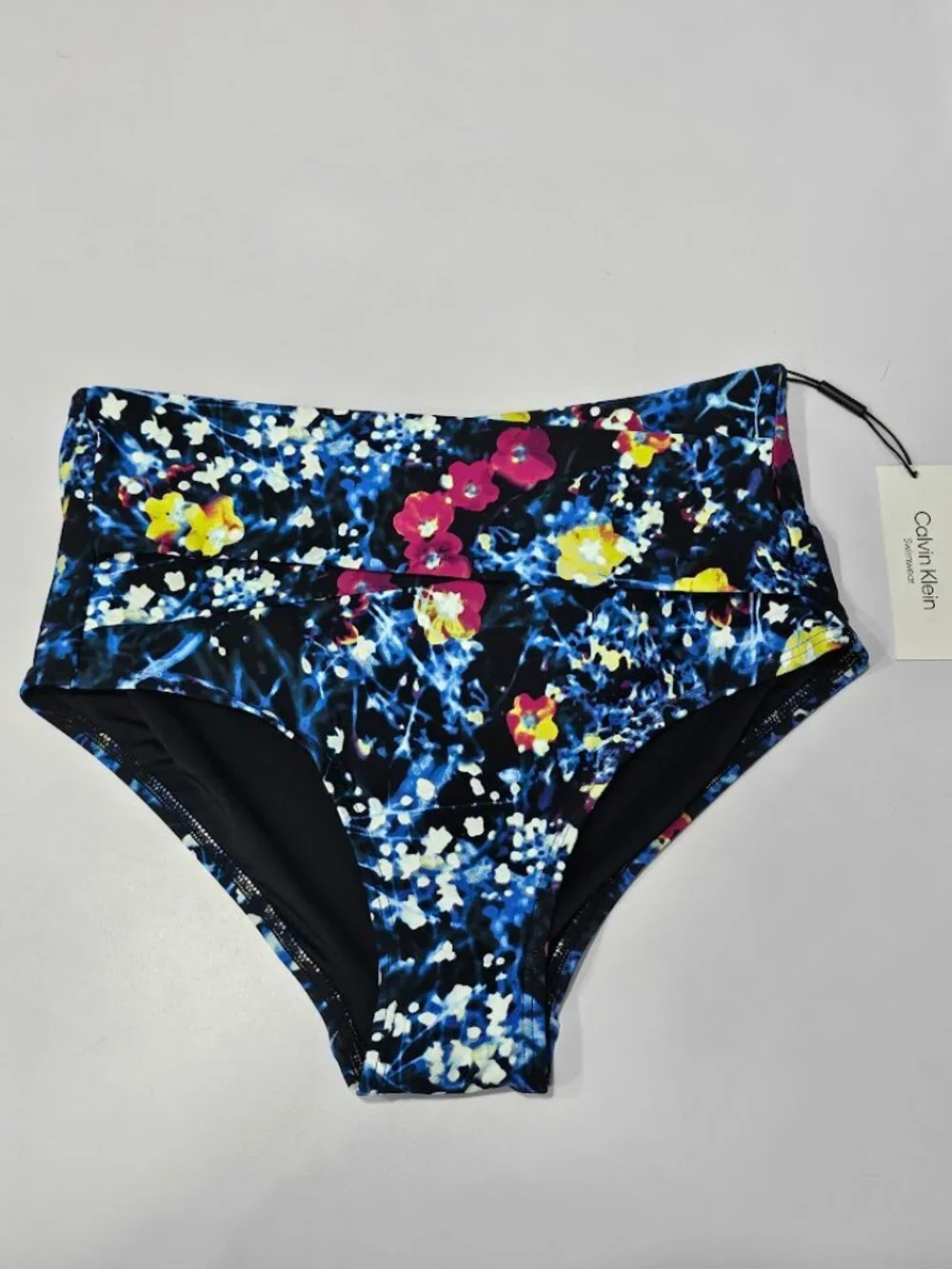 Calvin Klein Printed High-Waist Draped-Front Tummy-Control Swim Bottoms